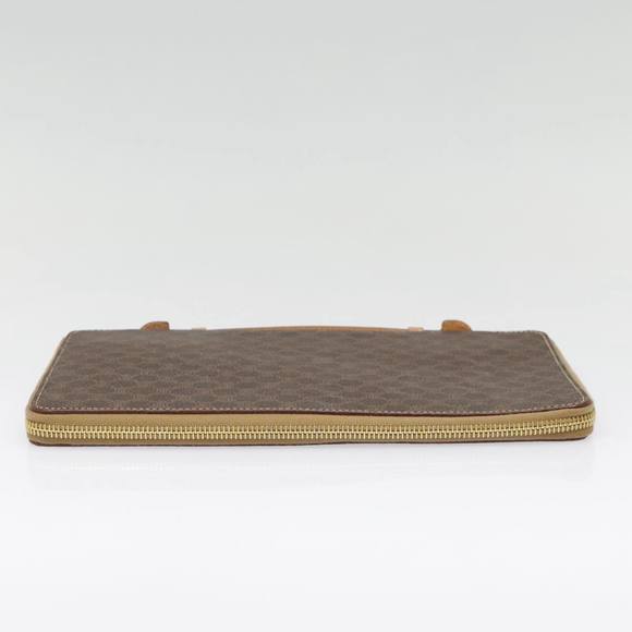 CELINE Macadam Canvas Clutch Bag PVC Leather Brown Gold Auth 90268 - Picture 3 of 16